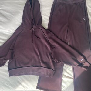 Champion Limited Edition Rib Knit Hoodie Flare Sweatpants Two Piece Set Size M